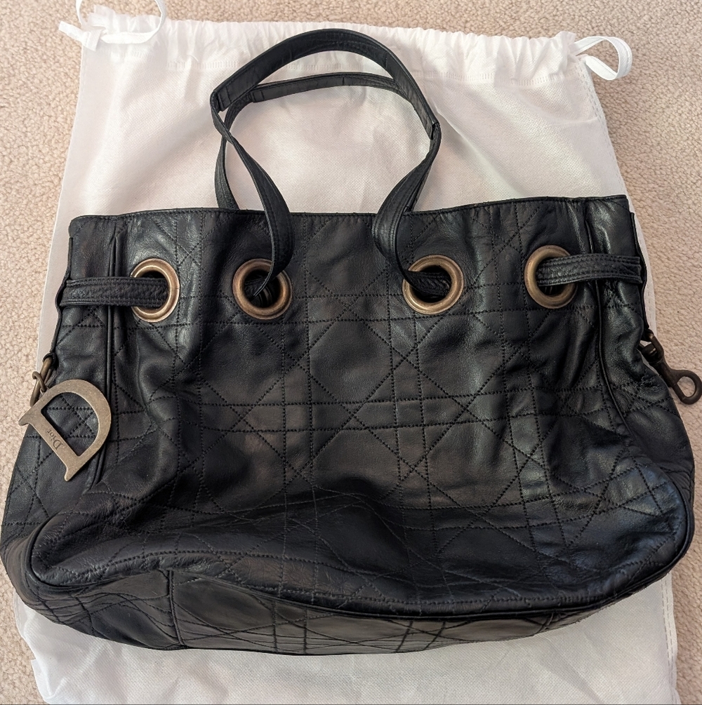 Vintage Christian Dior Cannage Drawstring Bag